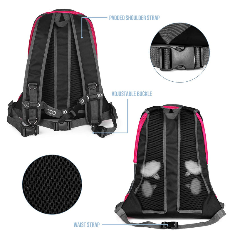 YUDODO Dog Carrier Backpack Pet Cat Backpack Carrier with Breathable Mesh Head Out Front Pack for Travel Hiking Outdoor M(5-10lbs) Pink - PawsPlanet Australia