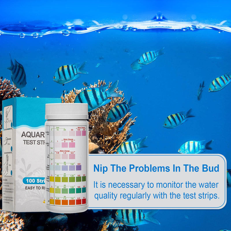 Luxbird 7 in 1 Aquarium Test Strips, Fish Tank Test Kit, 100 Strip Pack, Freshwater Aquarium Water Test Kit to Detect pH Nitrite Nitrate Chlorine Carbonate Total Alkalinity Hardness - PawsPlanet Australia