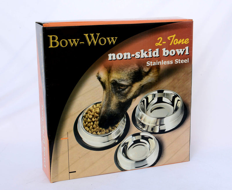 Shapes Bow Wow Stainless Steel Pet Vaccum Bowls, with Rubber Base Smooth Finish, Easy to Clean & Rust Resistant Pet Bowl for Feeding Dinner Watering NonSkid Dog Cat Feed Bowl - 0.5 Quart - PawsPlanet Australia