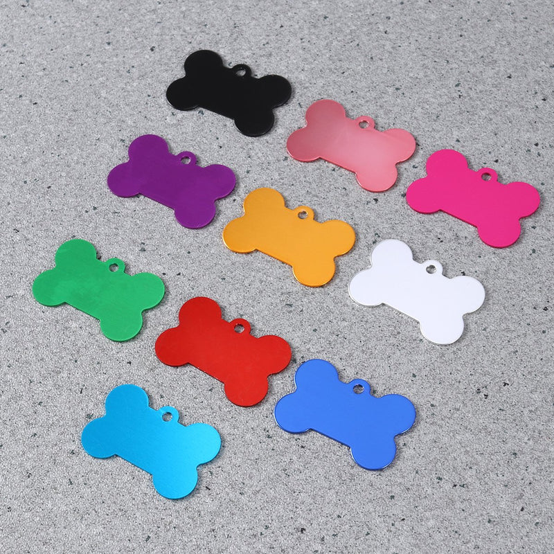 [Australia] - POPETPOP 20Pcs Bone Shaped Pet ID Tags, Dog Cat Name Label Tags, Pet Name Address Engraved Tag Collar Pendants for Dogs and Cats, 3.8x2.5x0.2cm Yellow 