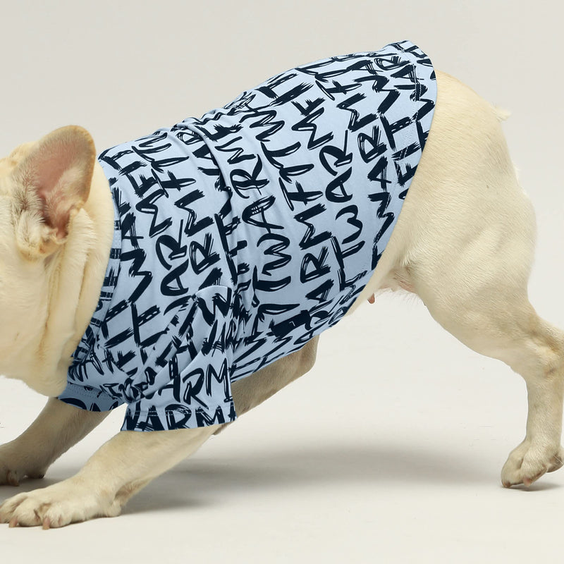 Fitwarm 100% Cotton Dog T-Shirts Creative Printing Font Dogs Clothes Dog Shirts Doggie T-Shirt Puppy Shirt Pet Vest Tank Top Cat Tee XS Blue - PawsPlanet Australia