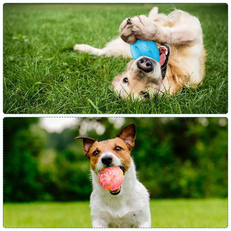 [Australia] - Weewooday 2 Pieces Squeaky Dog Toys for Aggressive Chewers Large Breed Teeth Cleaning Durable Rubber Ball Food Treat Dispensing Toy Dental Oral Care for Small Medium Large Dogs Light Blue, Black 