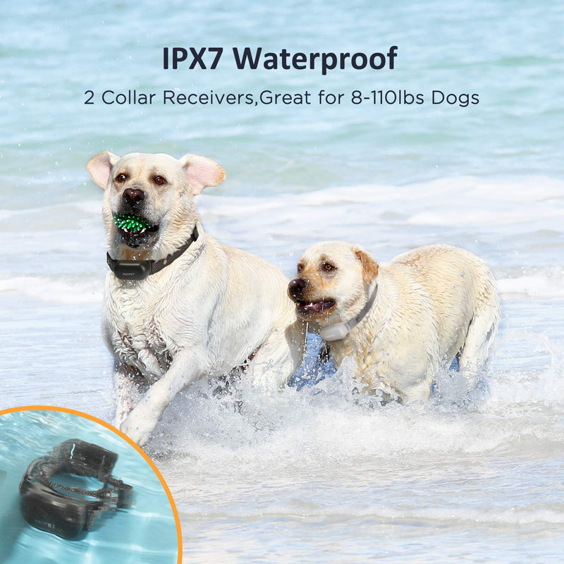 [Australia] - PATPET Dog Training Collar with Remote, Rechargeable IPX7 Waterproof Dog Shock Collar for 8-110 lbs Small Medium Large Dogs(2-Pack) 