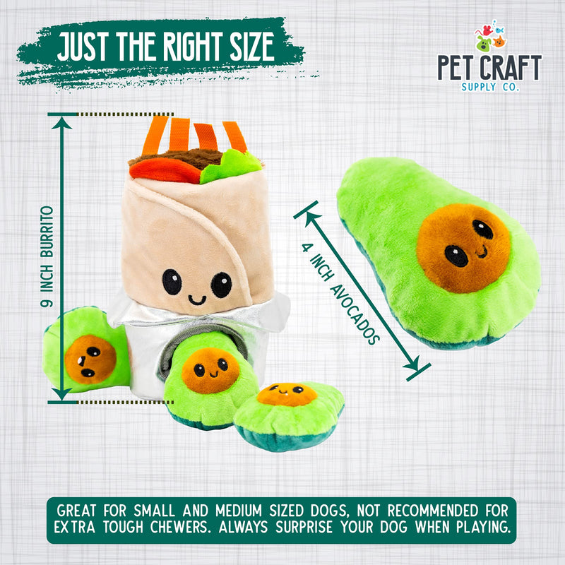 Pet Craft Supply Hide and Seek Plush Dog Toys Crinkle Squeaky Interactive Burrow Activity Puzzle Chew Fetch Treat Hiding Brain Stimulating Cute Funny Toy Bundle Pack for Small and Medium Dogs Puppies Chewy Burrito - PawsPlanet Australia