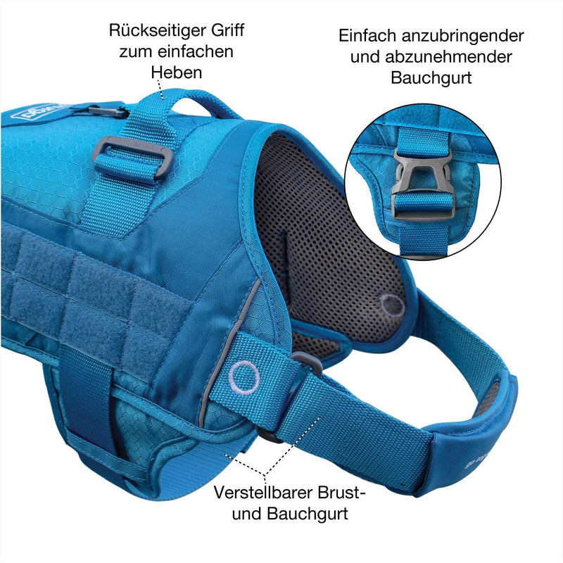 Kurgo RSG Townie dog harness, easy to put on and take off, adjustable chest and stomach straps, size L, blue - PawsPlanet Australia