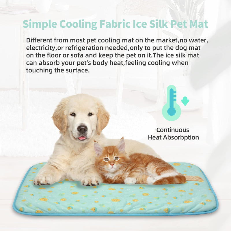 NWK Pet Cooling Mat - Ice Silk Cooling Mat for Dogs & Cats, Portable & Washable Pet Cooling Blanket, Car Seats, Beds and More in Summer, Keep Pet Cool from Heatwave(Blue Fruit, Small) Blue Fruit - PawsPlanet Australia