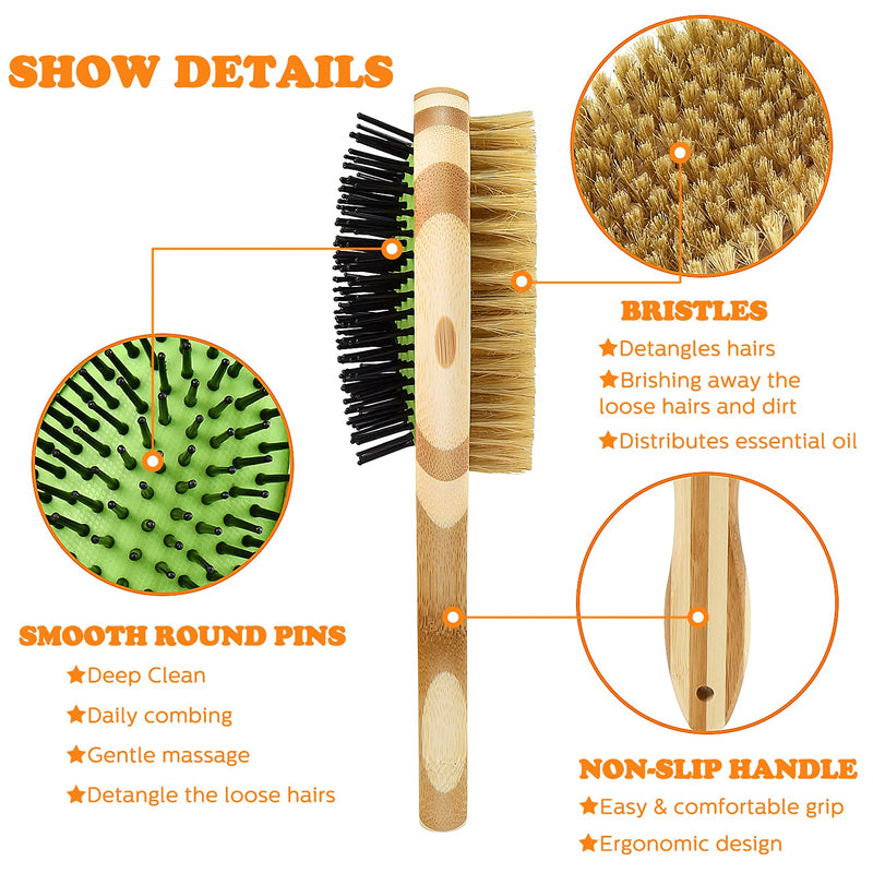 KTL Grooming Brush for Dog & Cat, 2 in 1 Dog Pin Brush and Bristle Soft Brush, Dogs Comb and Brush for Cleaning Loose Fur & Dirt, Msuitable for Long and Short-haired Dogs or Cats - PawsPlanet Australia