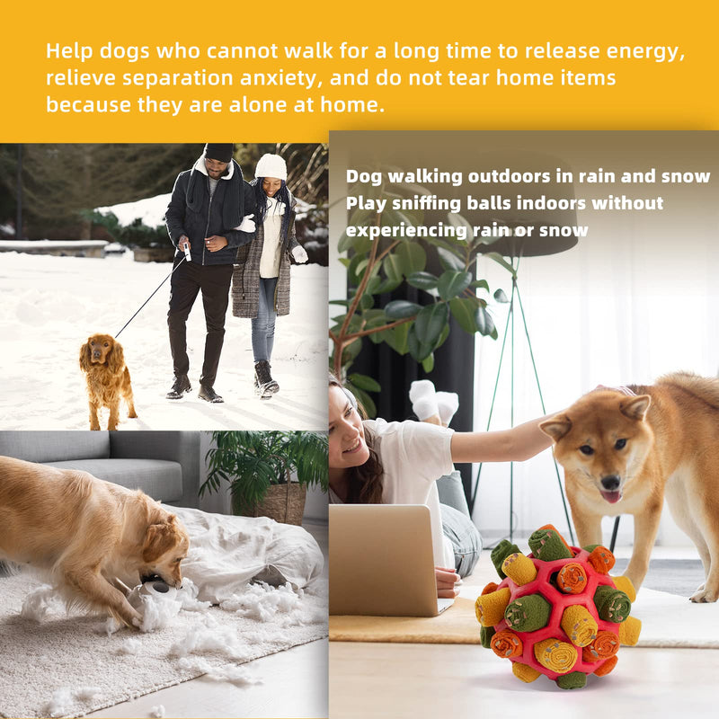 Tesytto Sniffing Ball for Dogs Interactive Dog Toy Encourage Natural Food Ability Slow Food Training Bite Resistant Puppy Play Portable Dog Intelligence Toy (Autumn Red) Autumn Red - PawsPlanet Australia