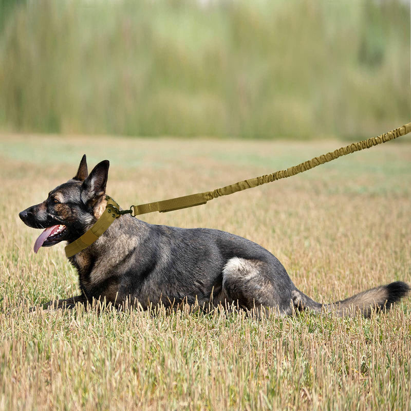 Haakong 2pcs Tactical Dog Training Leash Adjustable Nylon Tactical Dog Leash Military Dog Leash Double Handle Tactical Dog Leash Dogs Quick Release ( Black and Khaki - PawsPlanet Australia