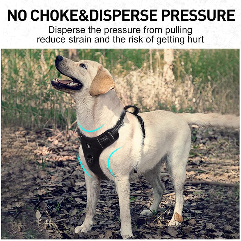 Dog Harness No Pull for Large Medium Dogs, Adjustable Reflective Harness Dog Harness Escape proof Lightweight Breathable Pet Vest Harness medium large dog for Walking Training Black S - PawsPlanet Australia