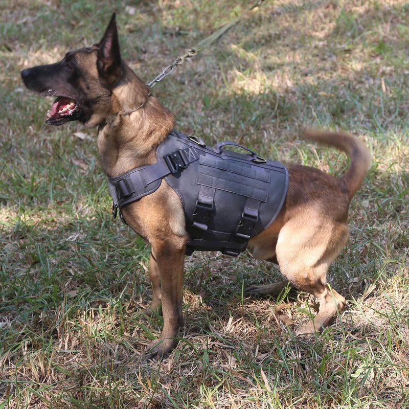 ICEFANG Tactical Dog Operation Harness with 6X Buckle,Dog Molle Vest with Handle,3/4 Body, Hook and Loop Panel for ID Patch,No Pulling Front Clip M (Neck 15"-22"; Chest 25"-31") Wolf Gray - PawsPlanet Australia