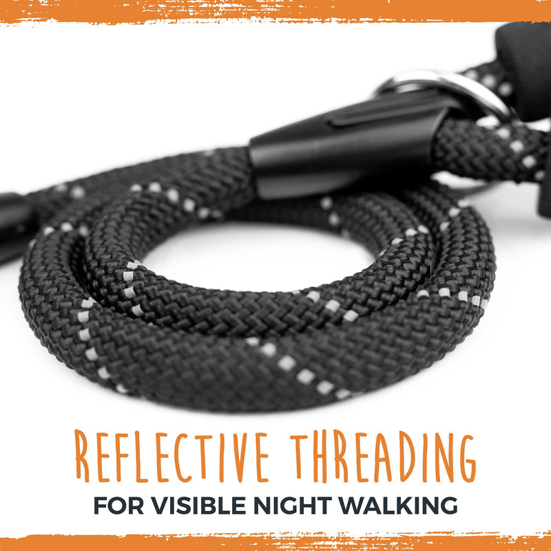 Mighty Paw Two dog leash with rope handle, double dog leash, double dog leash, multiple dog leash for 2 dogs, double leash for dogs, 2 dog leashes, leash clutch black - PawsPlanet Australia
