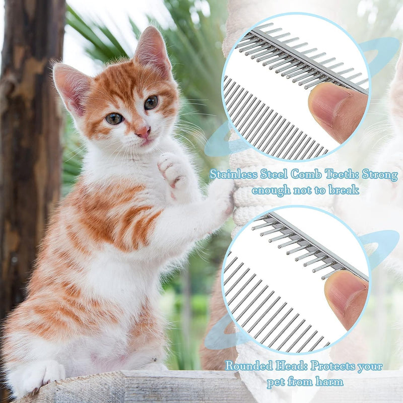 Dog comb cat comb, dog & cat brush suitable for medium to long hair, wooden double comb with metal rounded teeth, pet care comb brush against fleas undercoat - PawsPlanet Australia
