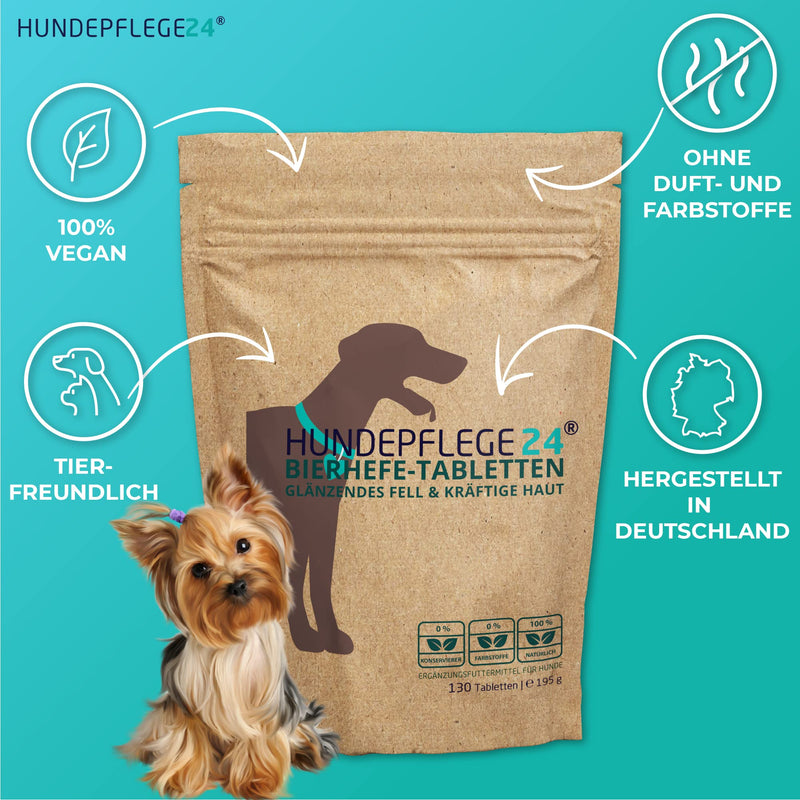 Hundepflege24 Brewer's Yeast Dog Tablets Pack of 130 - Rich in B Vitamins and Amino Acids - For Healthy and Shiny Coat, Trouble-Free Metabolism & Immune Support - PawsPlanet Australia