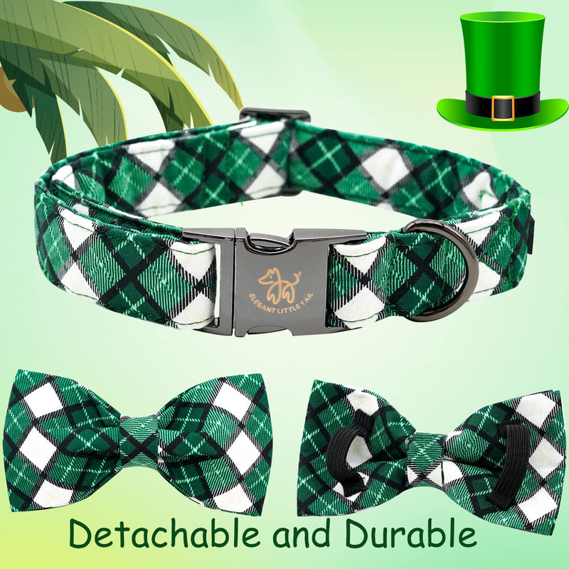 Elegant little tail St. Patrick's Day Dog Collar, Dog Collar with Bow, Green Grid Dog Collar Pet Gift Dog Bowtie Adjustable Dog Collar for Small Dogs Small (Pack of 1) A: Green Grid - PawsPlanet Australia