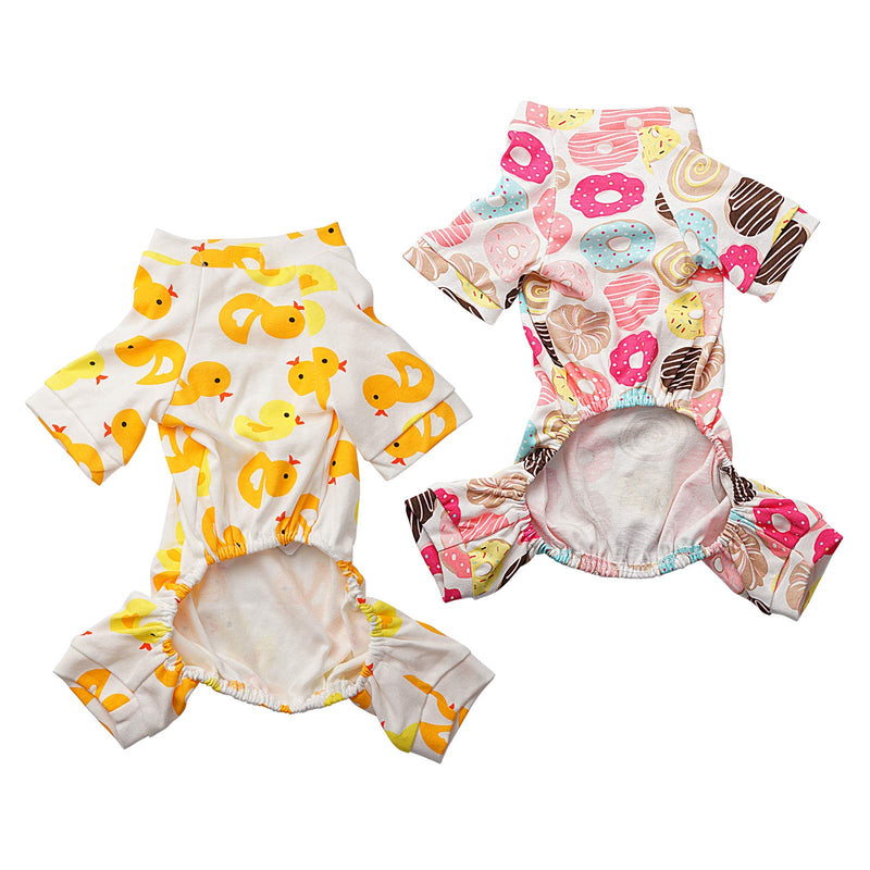 2 Pack Dog Pajamas Dog Jumpsuit Cute Pet Pajamas Soft Pet Clothes Small Dog Jumpsuit Shirt Medium(4.5-7 lbs) - PawsPlanet Australia