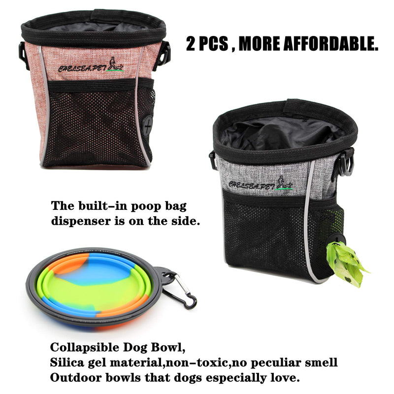 2 Pack Dog Treat Training Pouch,Puppy Treat Bag with Waist Belt Shoulder Strap Waist Clip Collapsible Dog Bowl,Three Wearing Methods, Easy to Carry - Pet Snacks, Dog Toys, Personal Belongings - PawsPlanet Australia