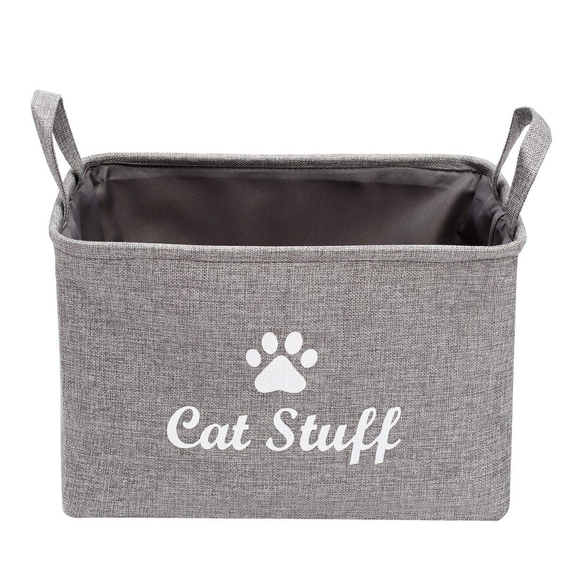 Morezi Canvas Pet Toy and Accessory Storage Bin, Basket Chest Organizer - Perfect for Organizing Pet Toys, Blankets, Leashes and Food - Grey - Cat - L 38x27x25cm Cat Grey - PawsPlanet Australia