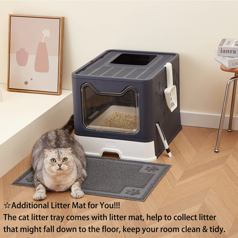 Vealind Black Foldable Cat Litter Box with Cat Litter Box Extra Large Room Litter Box with Top Entry and Exit Cat Litter Box - PawsPlanet Australia