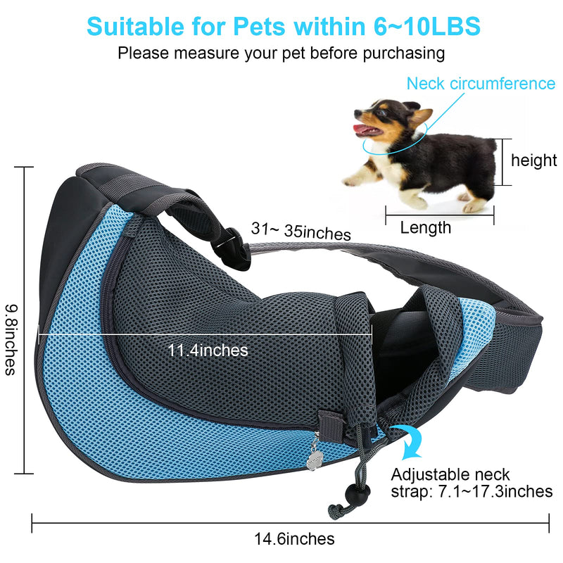 Depets Dog Carrier Sling, Breathable Mesh Pet Sling Carrier for Small Dogs Cats Puppy, Portable Travel Pet Sling Bag Carrier with Non-Slip Shoulder Strap - PawsPlanet Australia