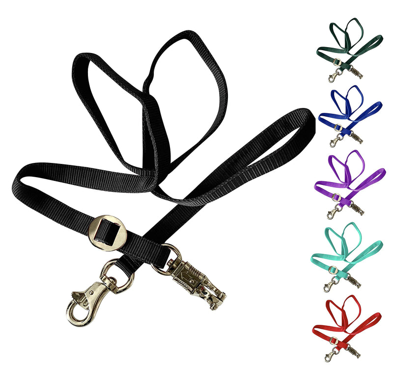 Majestic Ally Double Thick 36" to 72" Trailer Tie for Horse Haulage, Cross tie with Adjustable Buckle, Panic Snap and Bull Snap – 1" Wide by 36" to 72" Long Black - PawsPlanet Australia