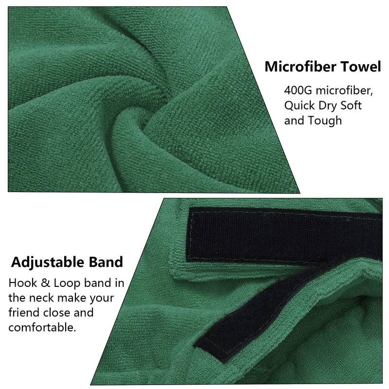 Morezi Dog Bathrobe Towel, Dry Fast Dog Bag, Microfibre Fast Drying Super Absorbent Pet Dog Cat Bath Robe Towel - Green - Medium Medium (82x62cm) - PawsPlanet Australia