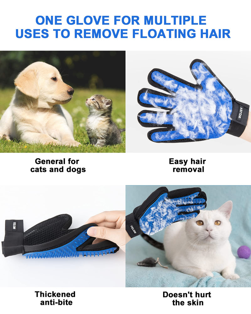 YELON Pet Grooming Gloves,Hair Remover Gentle Deshedding Efficient Brushs,Massage Mitt for Cats,Dogs,Horses and Other Animals Long Short Fur-1 Pair - PawsPlanet Australia