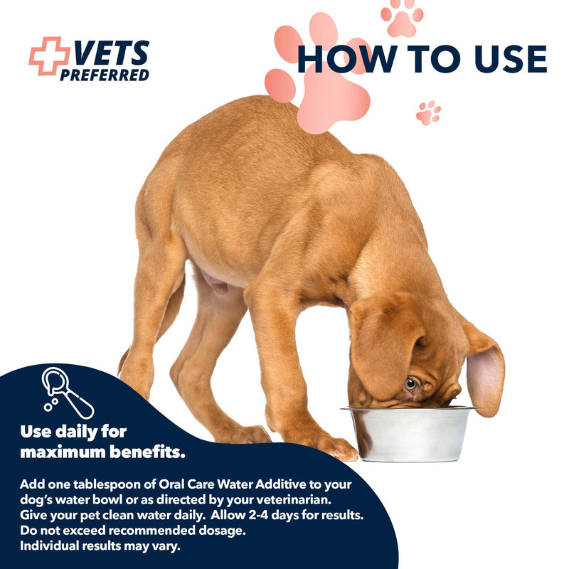 Vets Preferred Dog Breath Freshener Water Additive - Fights Bad Breath, Removes Plaque and Tartar, Prevents Gum Disease - Dog Mouthwash with mild Mint Flavor - PawsPlanet Australia