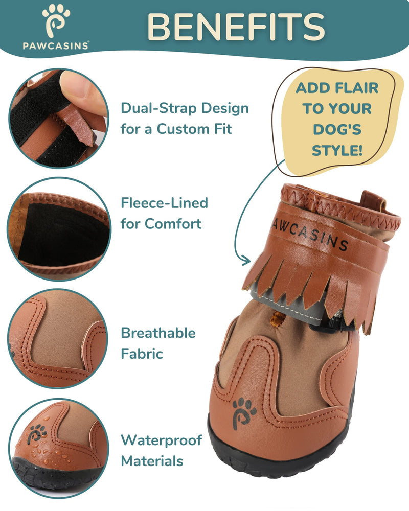 Pawcasins Dog Shoes, Waterproof Dog Booties for Small, Medium, Large Dogs, Dog Rain Boots, Dog Boots & Paw Protectors for Cold Weather, Summer, Winter, Anti-Slip for Hardwood Floors, Size 6 Size 6: 2.6"x3.1" (WxL) - PawsPlanet Australia