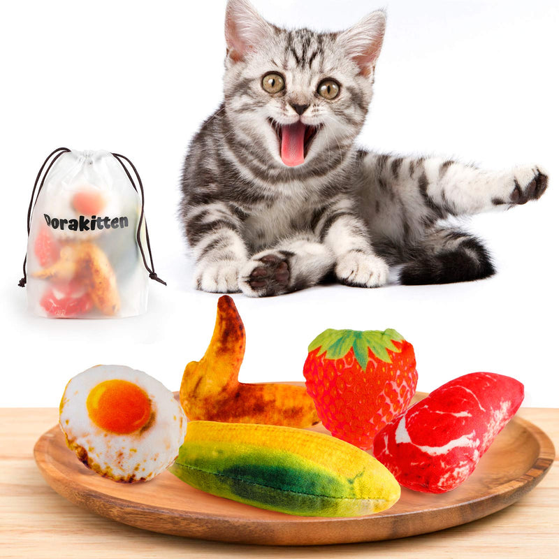 Dorakitten Catnip Toys for Cats Chew Toy,5PCS Pillows Cat Toys for Indoor and Interactive Cat Soft toys with Catnip Playing Kitten Toys with Food Shape - PawsPlanet Australia