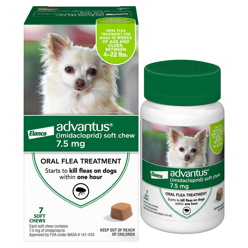 Advantus (Imidacloprid) Chewable Flea Treatment for Small Dogs, 4-22 Pounds 7-Ct Small Dog - PawsPlanet Australia