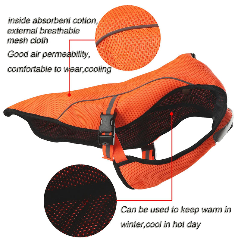 [Australia] - smartelf Dog Cooling Vest,Dog Cooling Coat Evaporative Swamp Cooler Jacket Safety Reflective Vest for Large Dogs Walking Outdoor Hunting Training Camping Orange L 