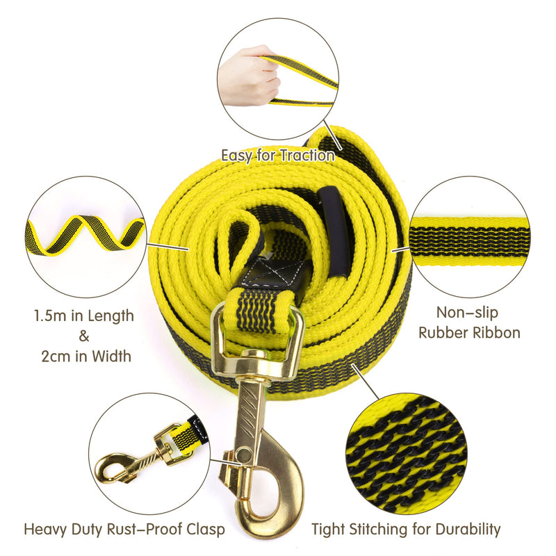 1.5m Dog Leash with Metal Hook Dog Leash for Dog Training and Daily Walking (Yellow) Yellow - PawsPlanet Australia