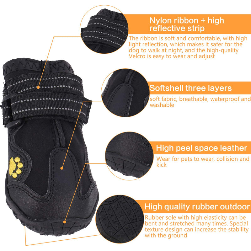 DragonflyDreams 4PCS Protective Dog Boots,Waterproof and Non-Slip Dog Boots with Adjustable Buckle and Reflective TapeDog Shoes for Medium-Sized Dogs and Large Dogs - PawsPlanet Australia