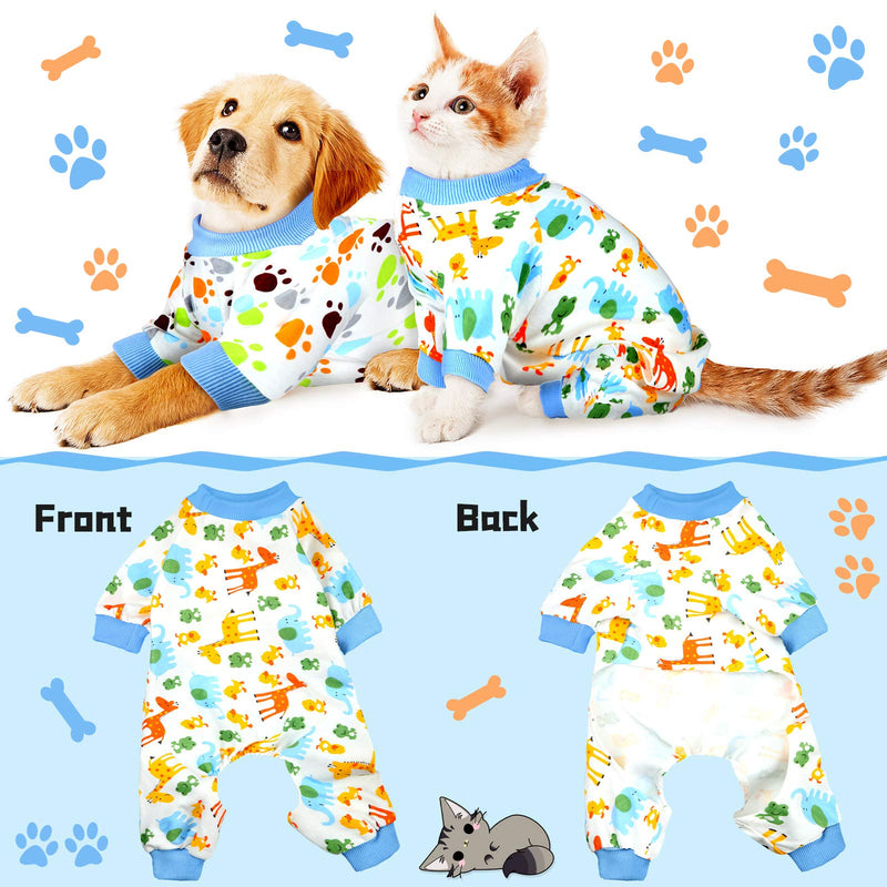 4 Pieces Puppy Dog Pajamas Pet Dog Soft Cute Clothes Dog Jumpsuit Breathable Puppy Bodysuits for Pet Dog Cat, 4 Styles Mermaid, Elephant, Paw Print, Giraffe Medium - PawsPlanet Australia