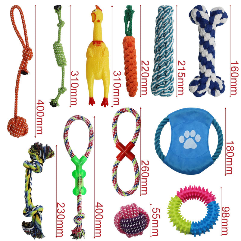 Puppy Toys, 12 Pcs Dog Rope Toys 100% Natural Cotton&Non Toxic Puppy Teething Toy Dog Chew Toy Dog Toys Durable Dog Toys for Small and Medium Dogs Style C - PawsPlanet Australia