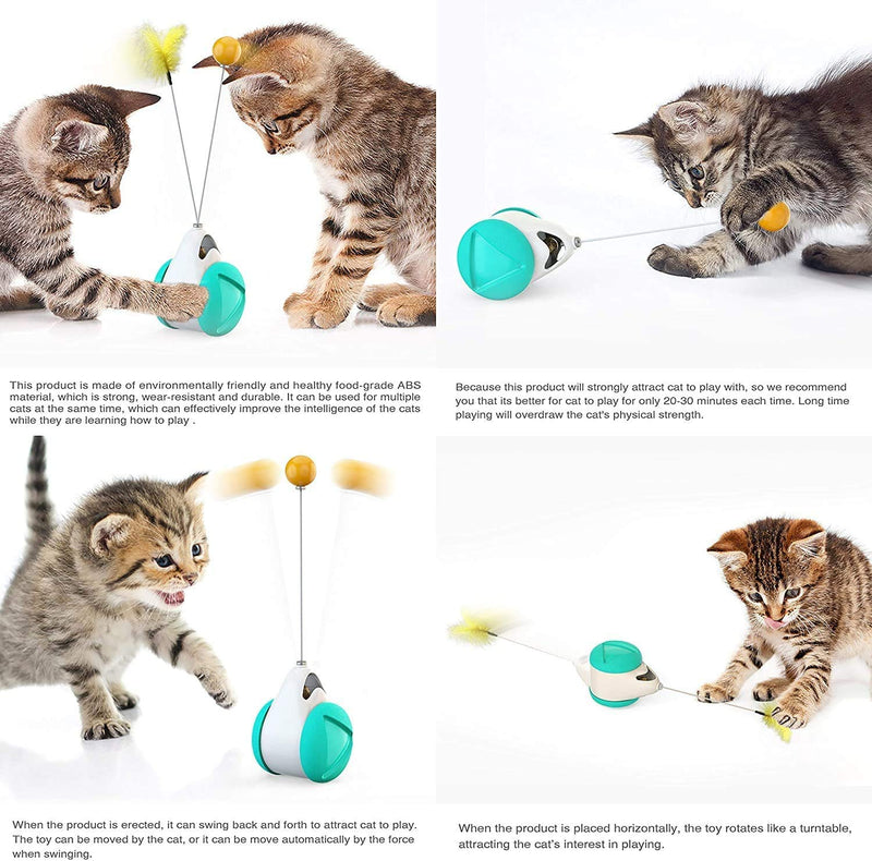 BLUK Interactive Cat Toys Cat Feather Toys for Indoor Cats,Cat Balance Swing Car Cat Chase Toys,Self Rotating Ball Roller Catnip Pet Toy for Kitten Kitty Entertainment Hunting Exercise,Blue Blue - PawsPlanet Australia