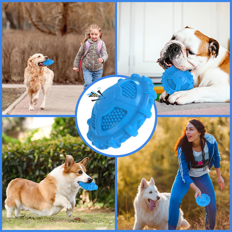 MASBRILL Dog Toy Indestructible for Small Medium Large Dogs, Squeaky Interactive Dog Toy Indestructible Dental Care Chew Toy Robust Natural Rubber Dog Toy for Boredom, Blue - PawsPlanet Australia