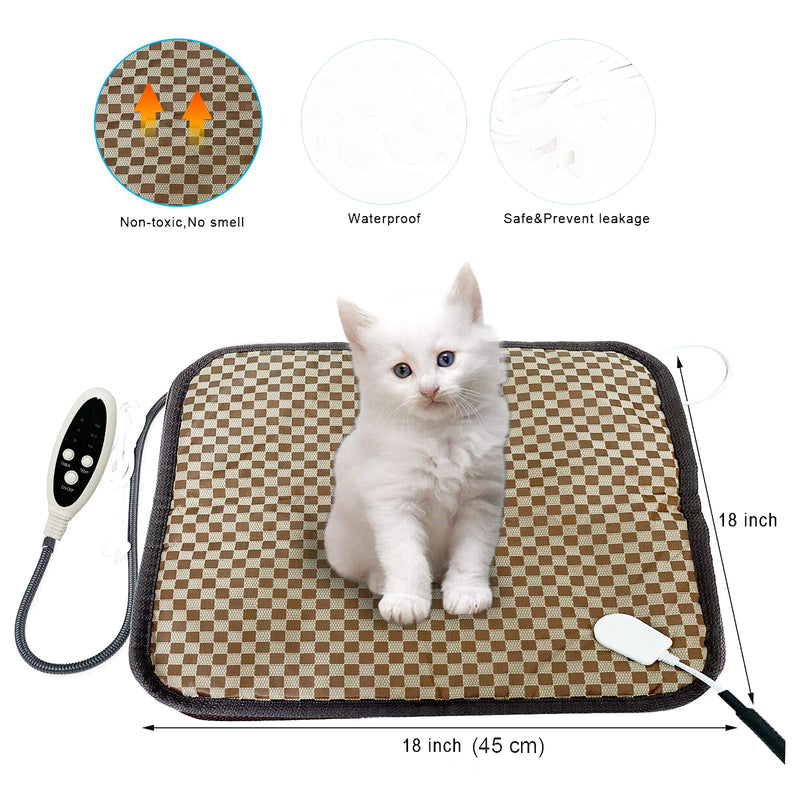 Couvkadl Pet Heating Pad, Electric Heated Pad for Dogs and Cats Indoor Waterproof Warming Mat with 3 Levels of Temperature Adjustment, Auto Off, Durable for Puppies Dogs Cats (18” X 18”) - PawsPlanet Australia