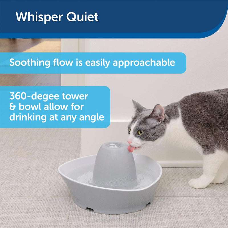 PetSafe Streamside Ceramic Pet Fountain, 1.8-litre water capacity, whisper-quiet design, filtered water, encourages pets to drink more water - PawsPlanet Australia