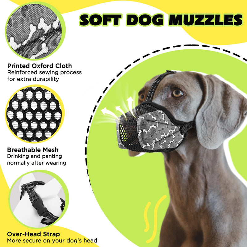 BONTHEE muzzle for dogs, dog muzzle, soft dog muzzle for small, medium dogs with breathable mesh, adjustable loop prevents biting, chewing and barking for poisoned bait L - PawsPlanet Australia
