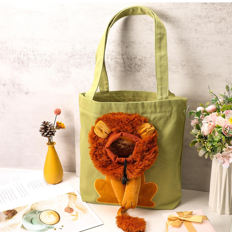 Cunno Pet Canvas Shoulder Bag Lion Shaped Cute Cat Carrier Portable Pet Canvas Shoulder Carrying Bag Chest Cat Bag Outdoor Dog Tote Bag Travel Handbag for Small Cat Dog Animal Supplies (Green) Green - PawsPlanet Australia
