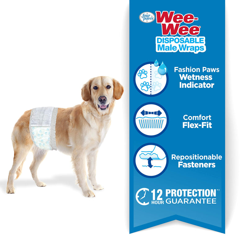 [Australia] - Wee-Wee Products Disposable Male Dog Wraps (12 Pack), Medium/Large 