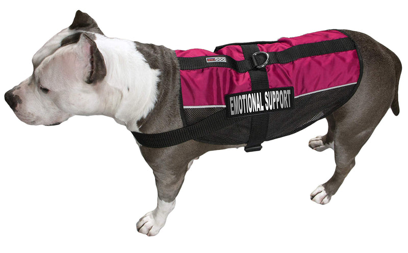 [Australia] - Dogline MaxAire Vest Emotional Support Removable Patch Adjustable Harness Reflective for Puppies Small Medium and Large Dogs (22"-29") Pink 