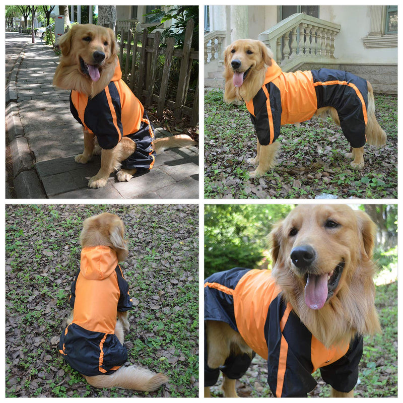 Lovelonglong Dog Hooded Raincoat, Small Dog Rain Jacket Poncho Waterproof Clothes with Hood Breathable 4 Feet Four Legs Rain Coats for Small Medium Large Pet Dogs Orange XS XS (Small Dog) - PawsPlanet Australia