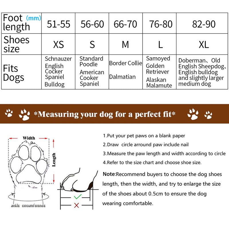HelloPet Water Resistant Dog Boots Warm Lining Nonslip Rubber Sole for Snow Winter,4PC S Red - PawsPlanet Australia