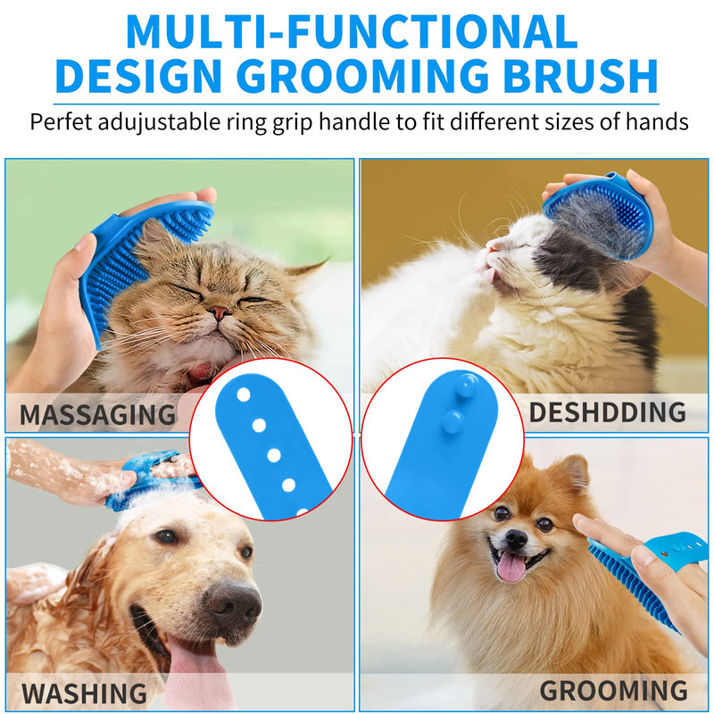 Comotech 3PCS Dog Bath Brush | Dog Shampoo brush | Dog Scrubber for Bath | Pet-Dog Bath Massage Brush Scrubber | Dog Shower/Wash /Grooming/Washing Brush with Adjustable Ring Handle for Short & Long Haired Dogs/Cats - PawsPlanet Australia