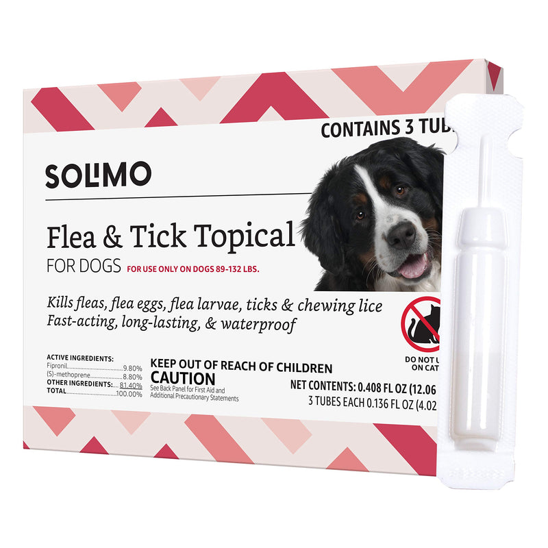 Amazon Brand - Solimo Flea and Tick Topical Treatment for Dogs (Small, Medium, Large, XLarge) XLarge (89-132 lbs) 3 Count - PawsPlanet Australia