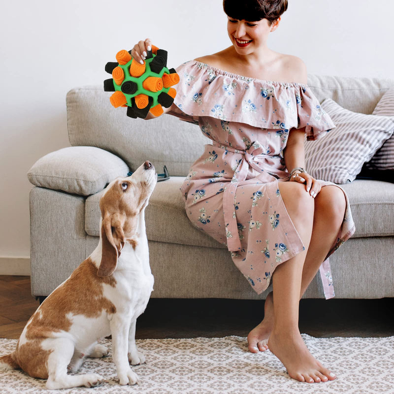 Larimuer Snuffle Ball for Dogs, Sniffing Carpet Snuffle Toy Interactive Dog Toy Portable Pet Snuffle Ball Toy for Small Medium Dogs Pet (Orange and Black) Red and Green - PawsPlanet Australia