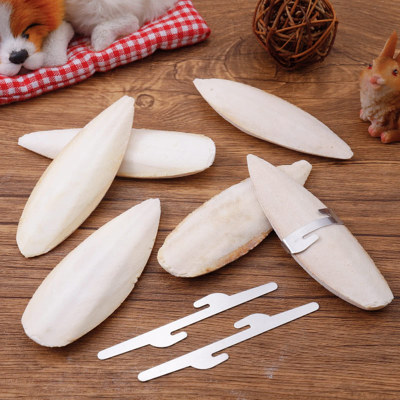 Fuyamp 6Pcs Birds Chew Toys Parrots Chew Toys DIY Birds Toys with 3 Pieces Metal Holder Natural Cuttlefish Bone for Reptiles Tortoises Snails,11-13cm - PawsPlanet Australia